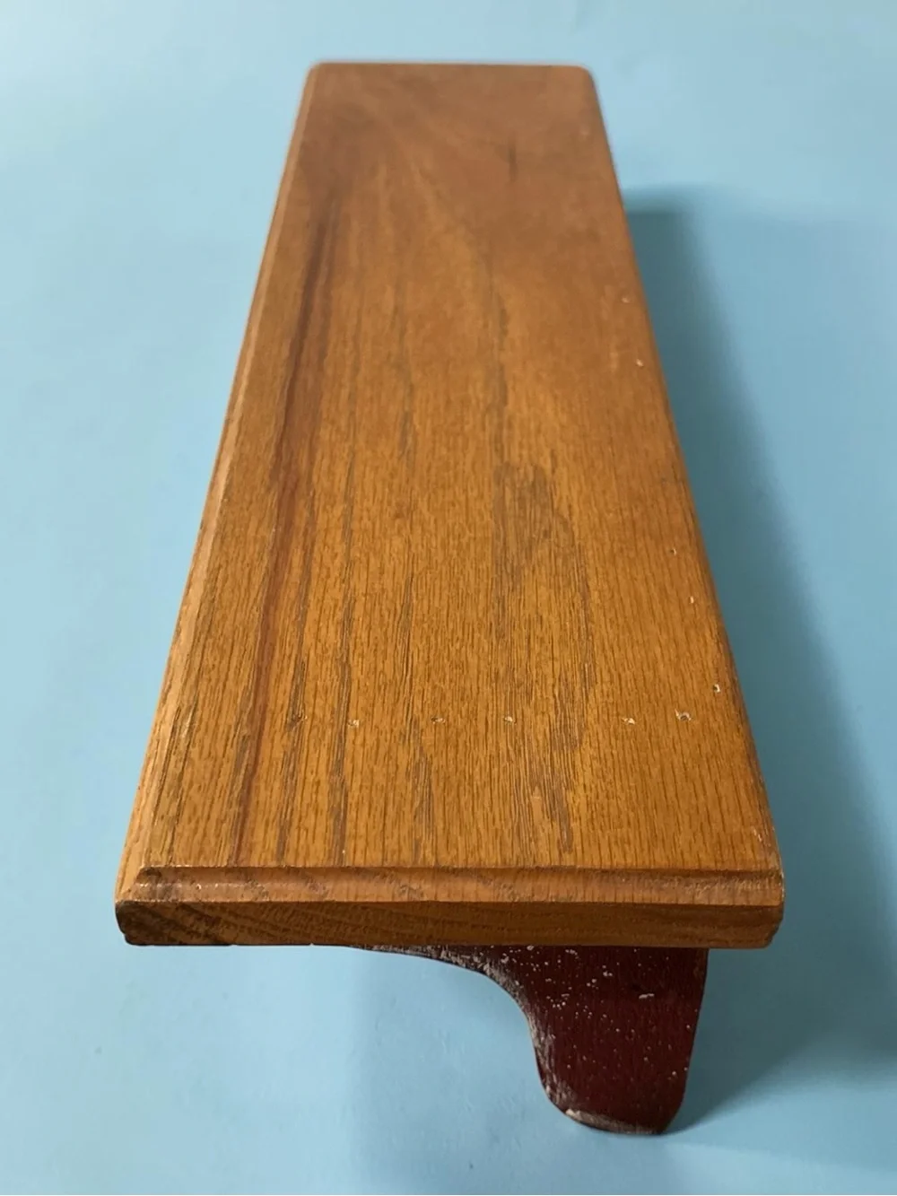Red & White Rustic Wood Wall Shelf w/Pegs 17.5 inch Trinket Display Coat Rack